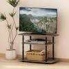 Furinno Turn-N-Tube No Tools 3-Tier Entertainment Center TV Stand for TV up to 32 Inch, Plastic Round Tubes, Espresso/black(French Oak Grey/Black)