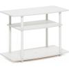 Furinno Turn-N-Tube No Tools 3-Tier Entertainment Center TV Stand for TV up to 32 Inch, Plastic Round Tubes, Espresso/black(White/White)