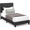 FURINNO Pessac PU Leather Upholstered Platform, Full, White(Black)