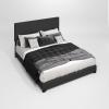 FURINNO Pessac PU Leather Upholstered Platform, Full, White(Plain Black)