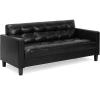 Furinno Brive Contemporary Tufted Faux Leather 3-Seater Sofa Couch for Living Room, Black Faux Leather(Black Faux Leather)