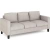 Furinno Brive Contemporary Tufted Faux Leather 3-Seater Sofa Couch for Living Room, Black Faux Leather(Fog)