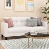 Furinno Brive Contemporary Tufted Faux Leather 3-Seater Sofa Couch for Living Room, Black Faux Leather(White Faux Leather)