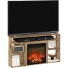 Furinno Classic 70 Inch TV Stand with Fireplace, Americano(Flagstaff Oak)