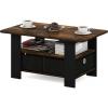 Furinno Coffee Table with Bins, Espresso/Brown(Amber Pine/Black)