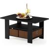 Furinno Coffee Table with Bins, Espresso/Brown(Americano/Medium Brown)