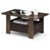 Furinno Coffee Table with Bins, Espresso/Brown(Columbia Walnut/Dark Brown)