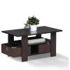 Furinno Coffee Table with Bins, Espresso/Brown(Dark Walnut)