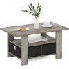 Furinno Coffee Table with Bins, Espresso/Brown(French Oak Grey/Black)