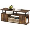Furinno JAYA TV Stand for TVs up to 50 Inch with Open Storage, Blackwood(Amber Pine/Black)