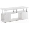 Furinno JAYA TV Stand for TVs up to 50 Inch with Open Storage, Blackwood(White Oak/Stainless Steel)