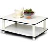 Furinno JUST Coffee Table, 2-Tier Modern Coffee Table with Open Shelf, Toolless Assembly Side Table, for Living Room, Bedroom, Home Office, White(White/White)