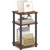 Furinno JUST Side Table, 3-Tier End Table, Open Shelves Night Stand, Bedside Table, Toolless Assembly, for Living Room, Bedroom, Bathroom, French Oak(Amber Oak/Black)