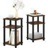 Furinno JUST Side Table, 3-Tier End Table, Open Shelves Night Stand, Bedside Table, Toolless Assembly, for Living Room, Bedroom, Bathroom, French Oak(Amber Pine/Black)