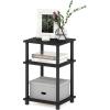 Furinno JUST Side Table, 3-Tier End Table, Open Shelves Night Stand, Bedside Table, Toolless Assembly, for Living Room, Bedroom, Bathroom, French Oak(Americano/Black)