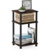 Furinno JUST Side Table, 3-Tier End Table, Open Shelves Night Stand, Bedside Table, Toolless Assembly, for Living Room, Bedroom, Bathroom, French Oak(Columbia Walnut/Black)