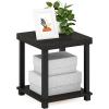Furinno JUST Side Table, 3-Tier End Table, Open Shelves Night Stand, Bedside Table, Toolless Assembly, for Living Room, Bedroom, Bathroom, French Oak(Espresso/Black)