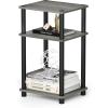Furinno JUST Side Table, 3-Tier End Table, Open Shelves Night Stand, Bedside Table, Toolless Assembly, for Living Room, Bedroom, Bathroom, French Oak(French Oak Grey/Black)