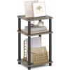 Furinno JUST Side Table, 3-Tier End Table, Open Shelves Night Stand, Bedside Table, Toolless Assembly, for Living Room, Bedroom, Bathroom, French Oak(Grey Oak/Black)