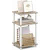 Furinno JUST Side Table, 3-Tier End Table, Open Shelves Night Stand, Bedside Table, Toolless Assembly, for Living Room, Bedroom, Bathroom, French Oak(Light Oak/White)