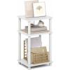 Furinno JUST Side Table, 3-Tier End Table, Open Shelves Night Stand, Bedside Table, Toolless Assembly, for Living Room, Bedroom, Bathroom, French Oak(White)