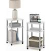 Furinno JUST Side Table, 3-Tier End Table, Open Shelves Night Stand, Bedside Table, Toolless Assembly, for Living Room, Bedroom, Bathroom, French Oak(White Oak/Chrome)