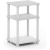 Furinno JUST Side Table, 3-Tier End Table, Open Shelves Night Stand, Bedside Table, Toolless Assembly, for Living Room, Bedroom, Bathroom, French Oak(White/Espresso)