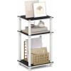 Furinno JUST Side Table, 3-Tier End Table, Open Shelves Night Stand, Bedside Table, Toolless Assembly, for Living Room, Bedroom, Bathroom, French Oak(White(black Espresso)/White)
