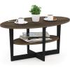 Furinno Jaya Simple Design Oval Coffee Table with Bin for Living Room, Walnut(Columbia Walnut/Black)