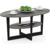 Furinno Jaya Simple Design Oval Coffee Table with Bin for Living Room, Walnut(French Oak Grey/Black)
