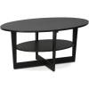 Furinno Jaya Simple Design Oval Coffee Table with Bin for Living Room, Walnut(Walnut)
