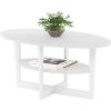 Furinno Jaya Simple Design Oval Coffee Table with Bin for Living Room, Walnut(White)