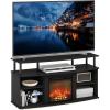 Furinno Jensen Farmhouse Barn Door Fireplace Stand with Storage Cabinet for TV up to 60 Inch, Rustic Brown(Americano)