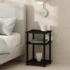 Furinno Just 3-Tier Turn-N-Tube Open Storage Nightstand, 1-Pack, Plastic Poles, Americano/Black(Americano/Black)