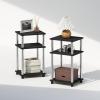 Furinno Just 3-Tier Turn-N-Tube Open Storage Nightstand, 1-Pack, Plastic Poles, Americano/Black(Americano/Stainless Steel)