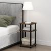 Furinno Just 3-Tier Turn-N-Tube Open Storage Nightstand, 1-Pack, Plastic Poles, Americano/Black(Columbia Walnut/Black)