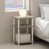 Furinno Just 3-Tier Turn-N-Tube Open Storage Nightstand, 1-Pack, Plastic Poles, Americano/Black(Sonoma Oak/White)