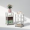 Furinno Just 3-Tier Turn-N-Tube Open Storage Nightstand, 1-Pack, Plastic Poles, Americano/Black(White Oak/Stainless Steel)