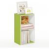 Furinno LUDER Book Shelf, 3-Cube Bookshelf, Bookcase with Open Shelves, 9.3 x 12 x 31.5, for Living Room, Bedroom, Home Office, White(White/Green)