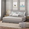 Furinno Laval Bed Frame, King Size Bedframe with Button Tufted Headboard, Upholstered Bed with Legs, 12pcs Wooden Slat Support, Easy Assembly, for Bedroom, Dorm, Light Grey