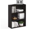 Furinno PASIR Book Shelf, 3-Tier Bookshelf, Storage Shelves Bookcase, 9.7 x 23.7 x 31.5, for Living Room, Bedroom, Home Office, Plain White(Brown)