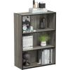 Furinno PASIR Book Shelf, 3-Tier Bookshelf, Storage Shelves Bookcase, 9.7 x 23.7 x 31.5, for Living Room, Bedroom, Home Office, Plain White(French Oak Grey)