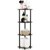 Furinno TURN-N-TUBE Corner Shelf, 3-Tier Corner Bookshelf, Display Storage Shelves with Open Shelves, for Organization and Storage, Living Room, Home Office, Garage, Amber Pine(Dark Brown Grain/Black)
