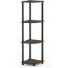 Furinno TURN-N-TUBE Corner Shelf, 3-Tier Corner Bookshelf, Display Storage Shelves with Open Shelves, for Organization and Storage, Living Room, Home Office, Garage, Amber Pine(Columbia Walnut/Black)