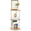Furinno TURN-N-TUBE Corner Shelf, 3-Tier Corner Bookshelf, Display Storage Shelves with Open Shelves, for Organization and Storage, Living Room, Home Office, Garage, Amber Pine(Beech/White)