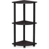 Furinno TURN-N-TUBE Corner Shelf, 3-Tier Corner Bookshelf, Display Storage Shelves with Open Shelves, for Organization and Storage, Living Room, Home Office, Garage, Amber Pine(Dark Walnut)
