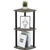 Furinno TURN-N-TUBE Corner Shelf, 3-Tier Corner Bookshelf, Display Storage Shelves with Open Shelves, for Organization and Storage, Living Room, Home Office, Garage, Amber Pine(French Oak Grey/Black)