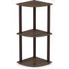Furinno TURN-N-TUBE Corner Shelf, 3-Tier Corner Bookshelf, Display Storage Shelves with Open Shelves, for Organization and Storage, Living Room, Home Office, Garage, Amber Pine(Walnut/Brown)