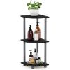 Furinno TURN-N-TUBE Corner Shelf, 3-Tier Corner Bookshelf, Display Storage Shelves with Open Shelves, for Organization and Storage, Living Room, Home Office, Garage, Amber Pine(Black/Grey)