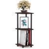 Furinno TURN-N-TUBE Corner Shelf, 3-Tier Corner Bookshelf, Display Storage Shelves with Open Shelves, for Organization and Storage, Living Room, Home Office, Garage, Amber Pine(Dark Cherry/Black)